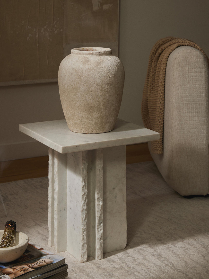 Cisco Mermer Kare Yan Sehpa Beyaz