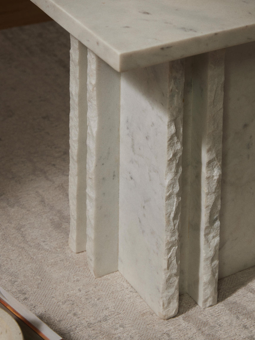 Cisco Mermer Kare Yan Sehpa Beyaz