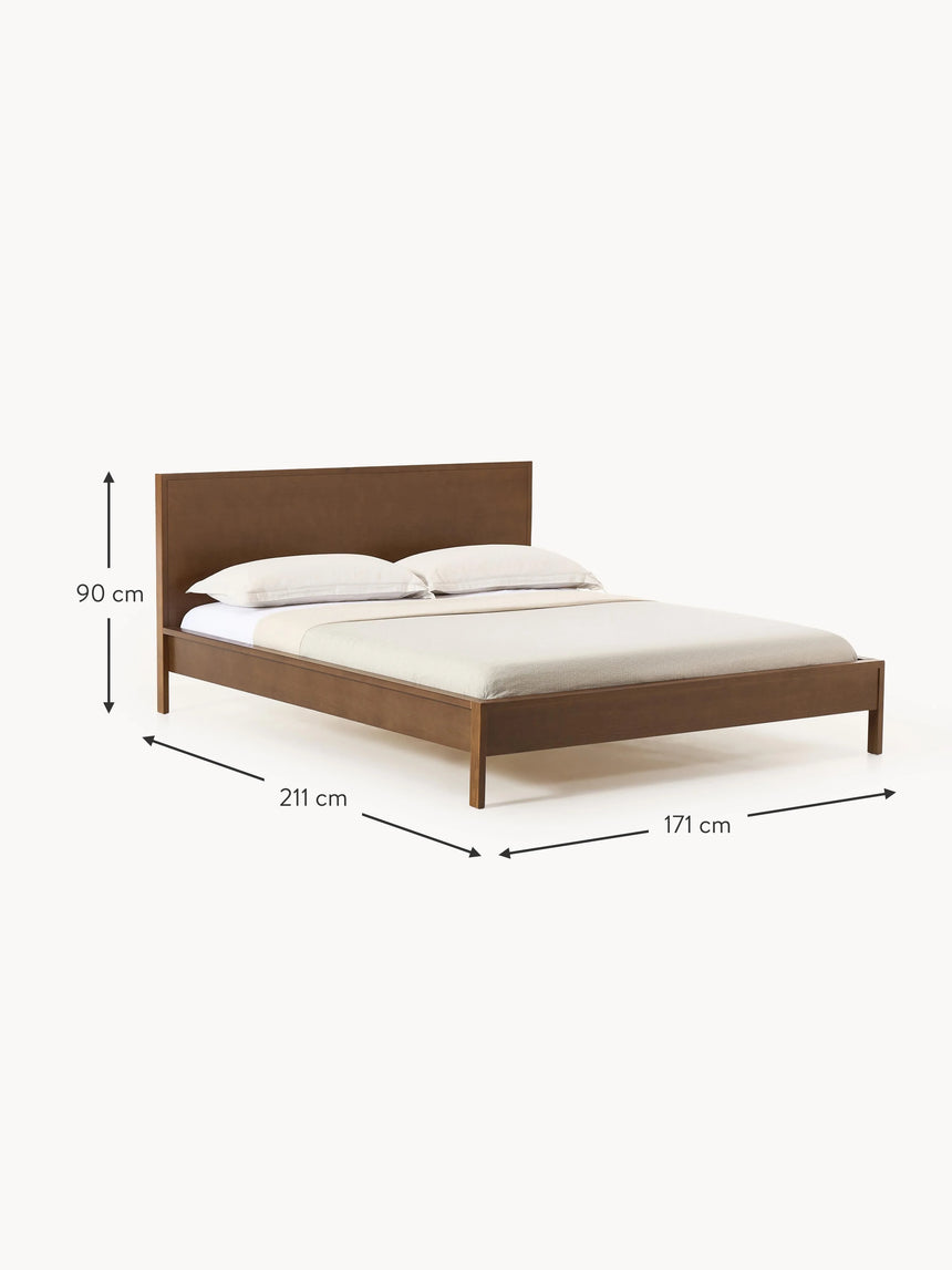 Corner Çift Kişilik Ahşap Karyola Ceviz