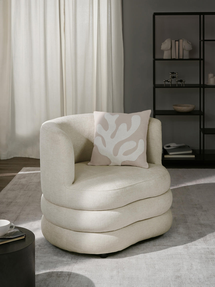 Daisy Puf Tekli Koltuk Kırık Beyaz