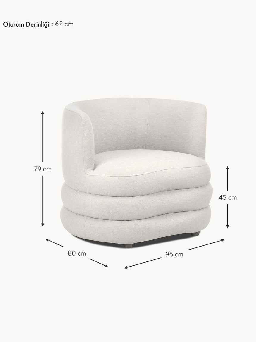 Daisy Puf Tekli Koltuk Kırık Beyaz Bukle