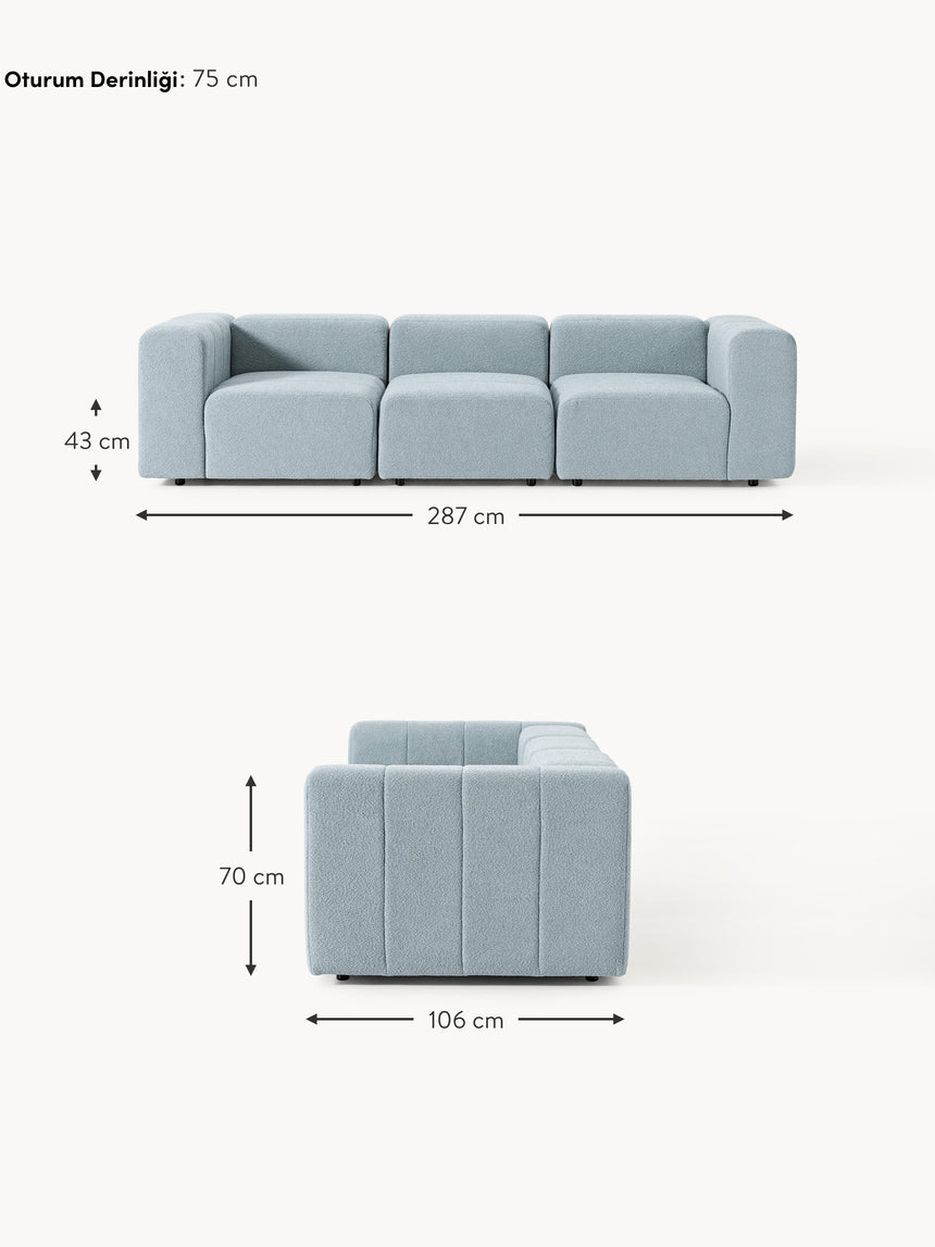 Deko Dörtlü Koltuk Açık Mavi Bukle
