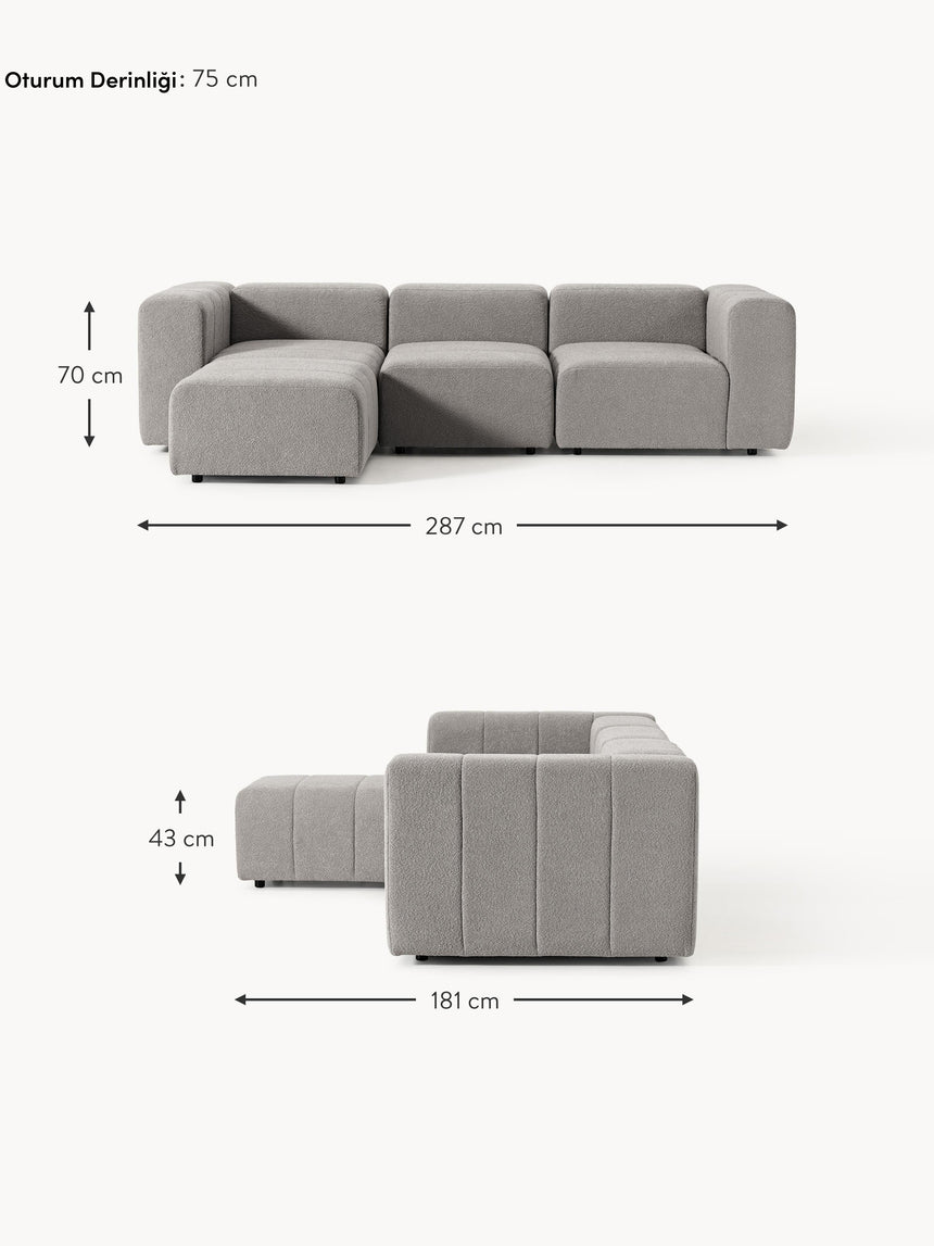 Deko Plus Köşe Koltuk Gri Bukle