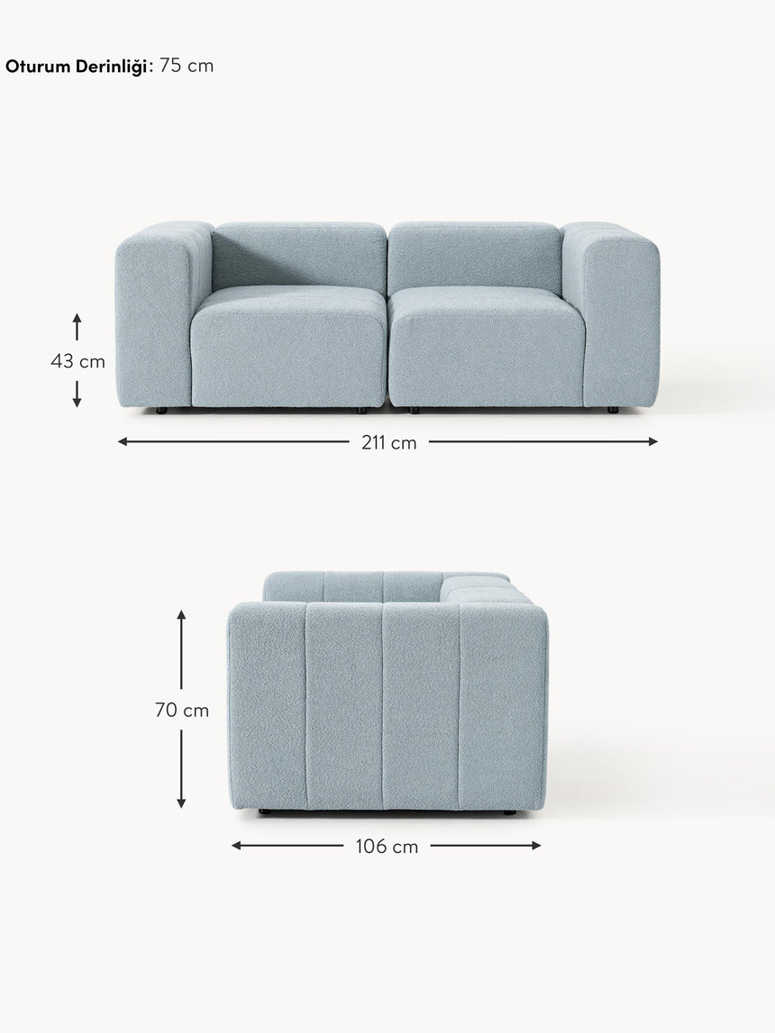 Deko Üçlü Koltuk Açık Mavi Bukle