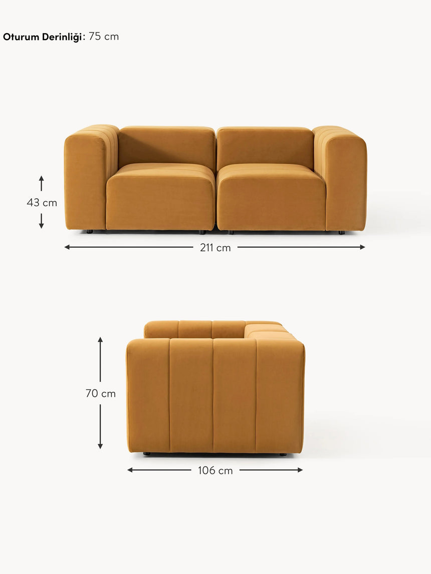 Deko Üçlü Koltuk Koyu Hardal