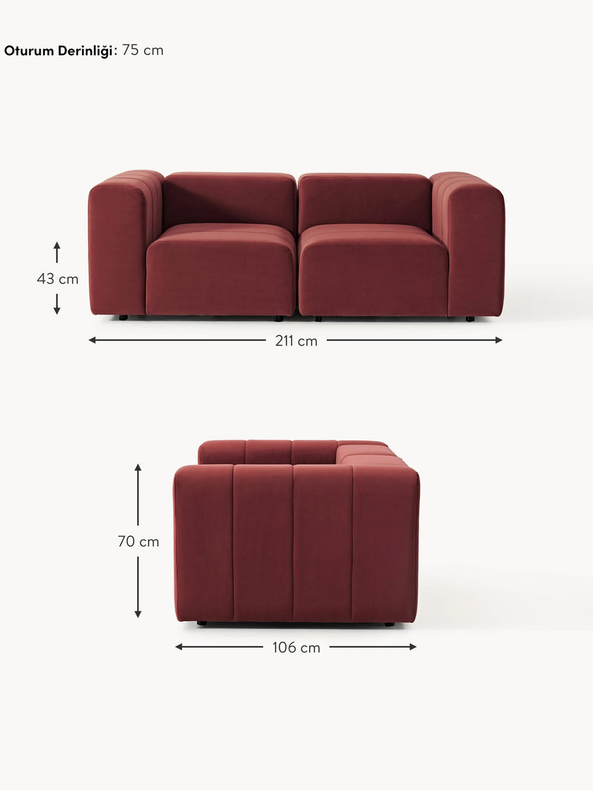 Deko Üçlü Koltuk Şarap Kırmızısı