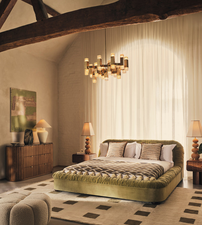 Diana Çift Kişilik Karyola Adaçayı Yeşili Kadife