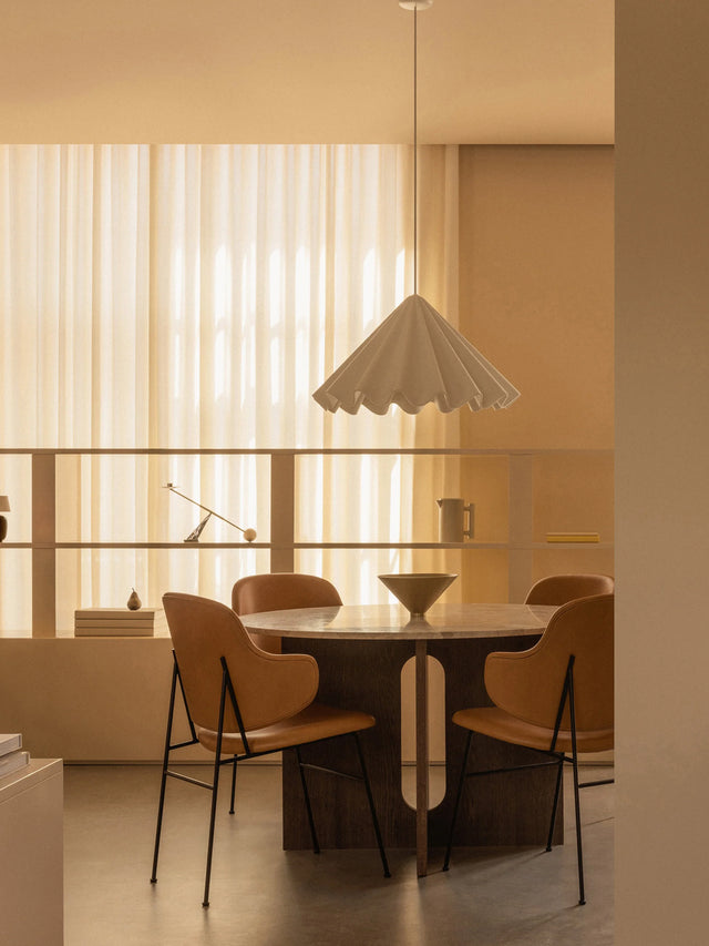 Dion Yuvarlak Gri Mermer Tablalı Ahşap Yemek Masası Ceviz