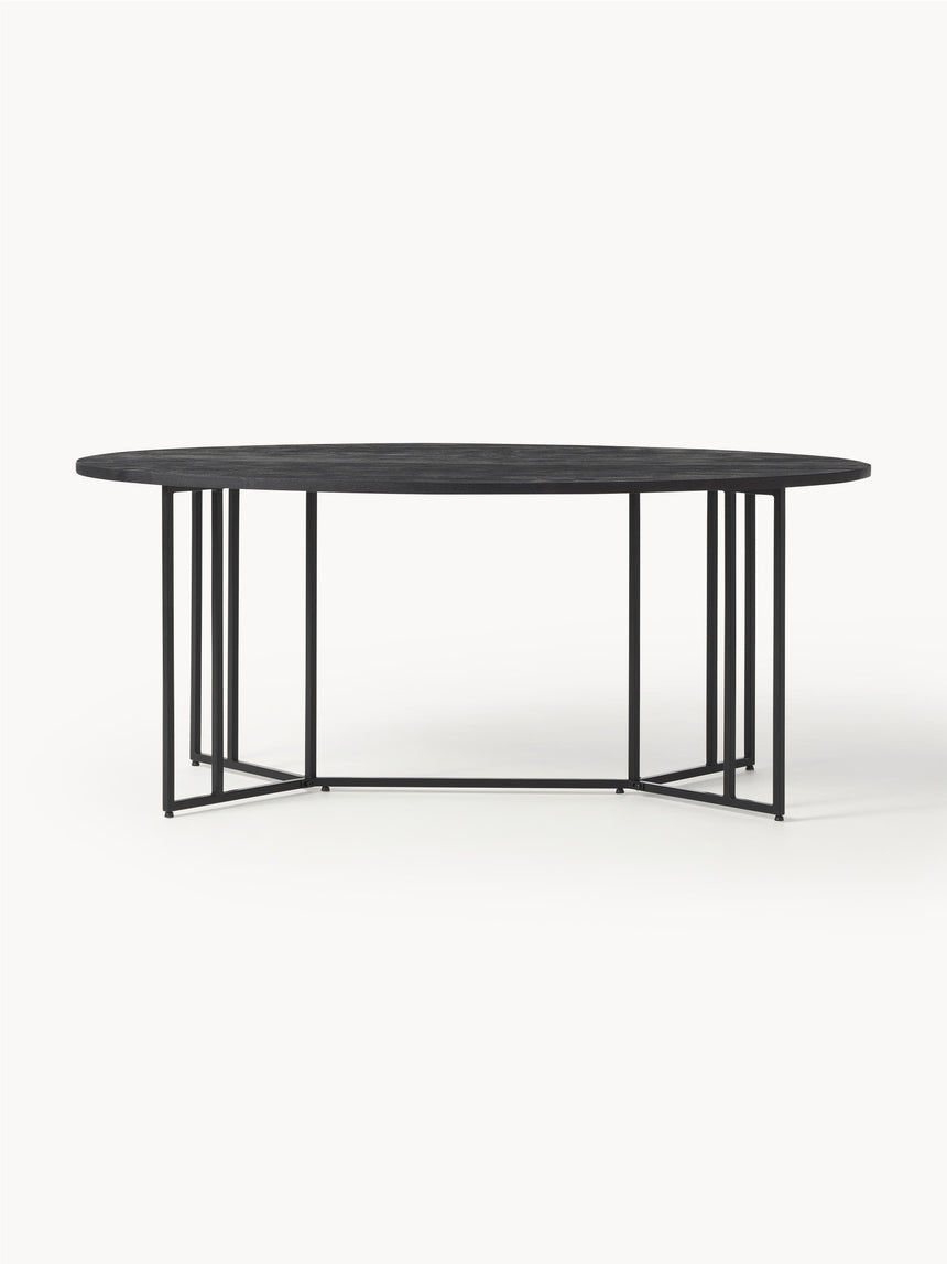 Elit Oval Ahşap Yemek Masası Siyah