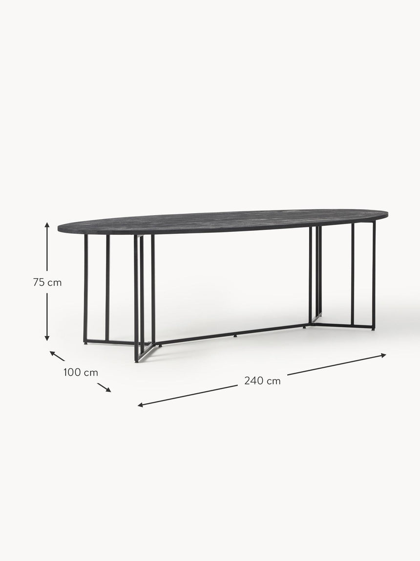 Elit Oval Ahşap Yemek Masası Siyah