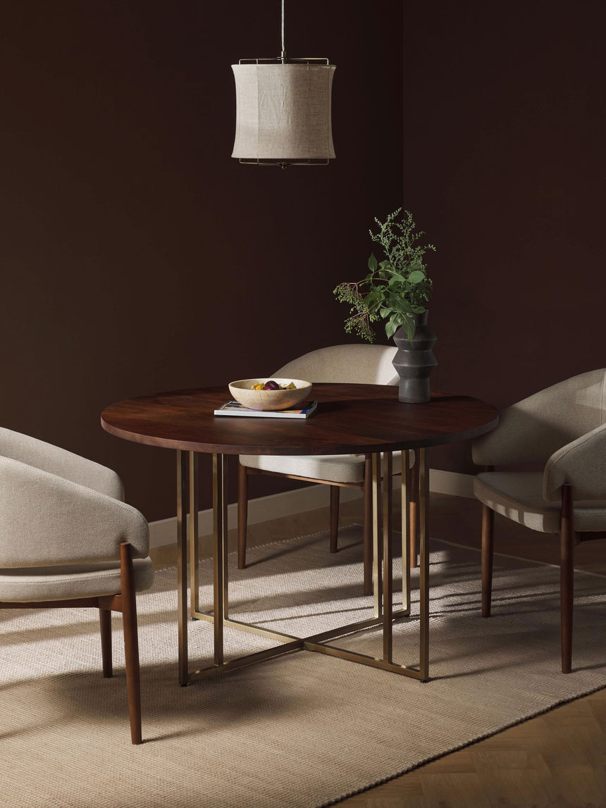 Elit Yuvarlak Ahşap Yemek Masası Ceviz