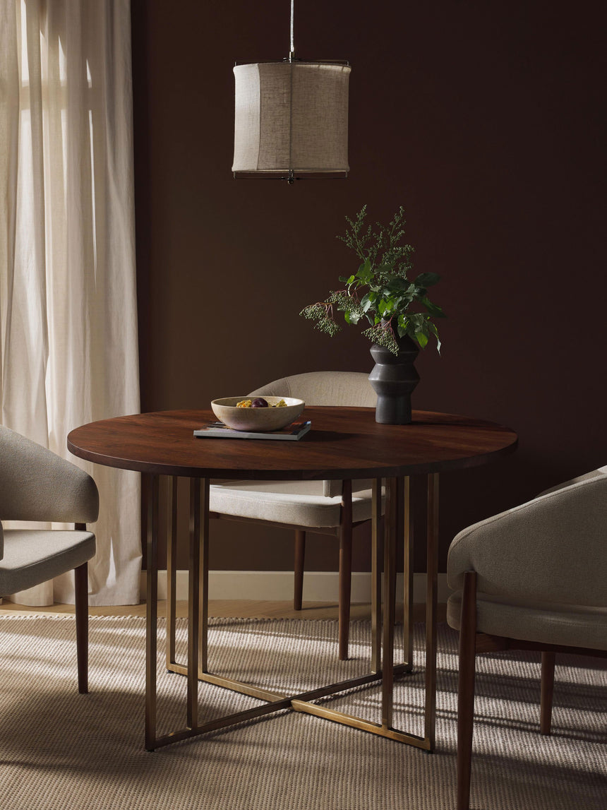 Elit Yuvarlak Ahşap Yemek Masası Ceviz