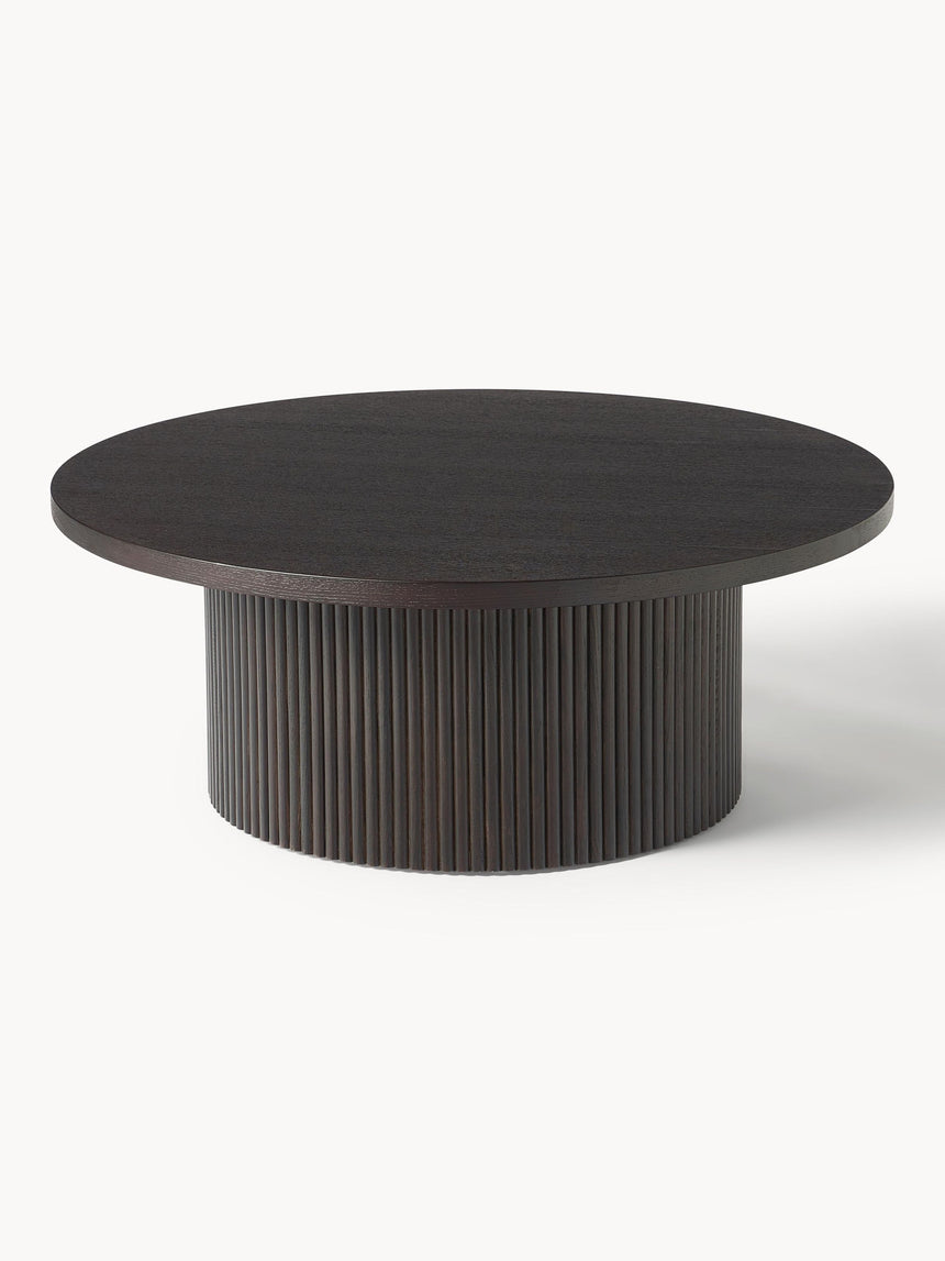 Elmas Ahşap Yuvarlak Orta Sehpa Koyu Ceviz