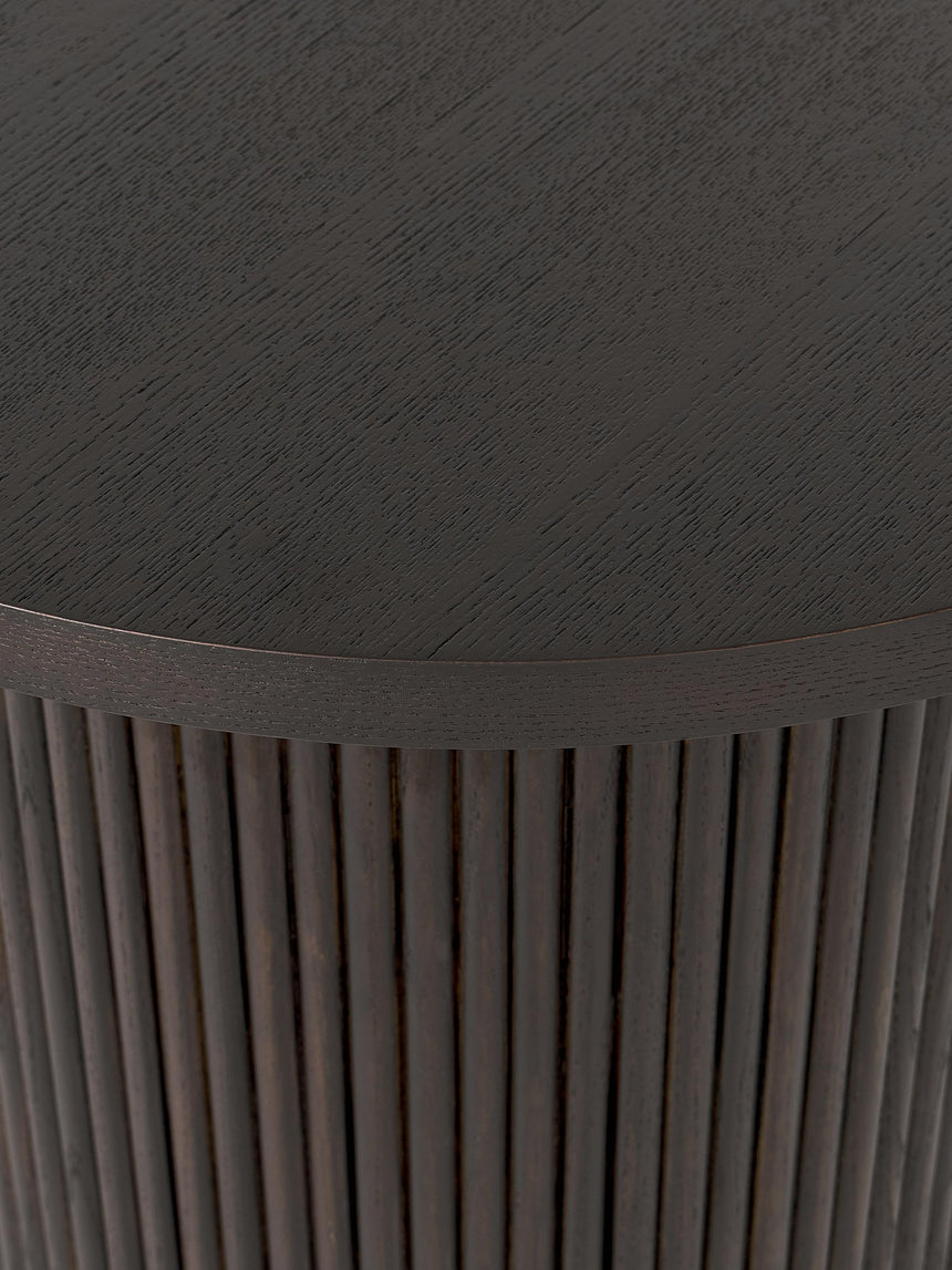 Elmas Ahşap Yuvarlak Yan Sehpa Koyu Ceviz