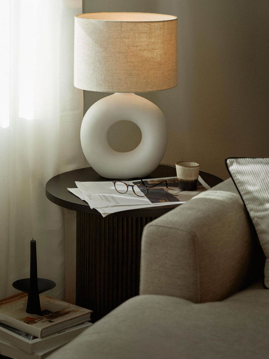 Elmas Ahşap Yuvarlak Yan Sehpa Koyu Ceviz