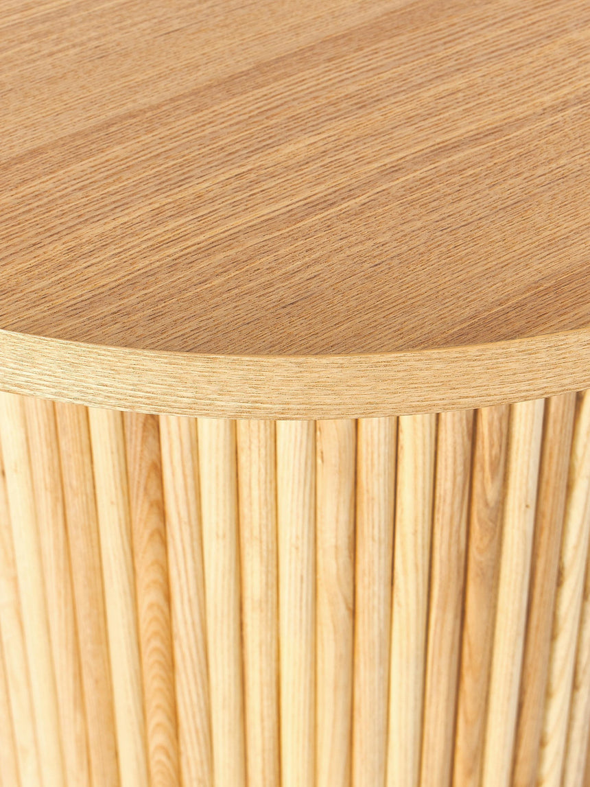 Elmas Ahşap Yuvarlak Yan Sehpa Natürel