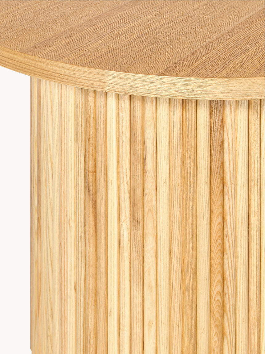 Elmas Ahşap Yuvarlak Yan Sehpa Natürel