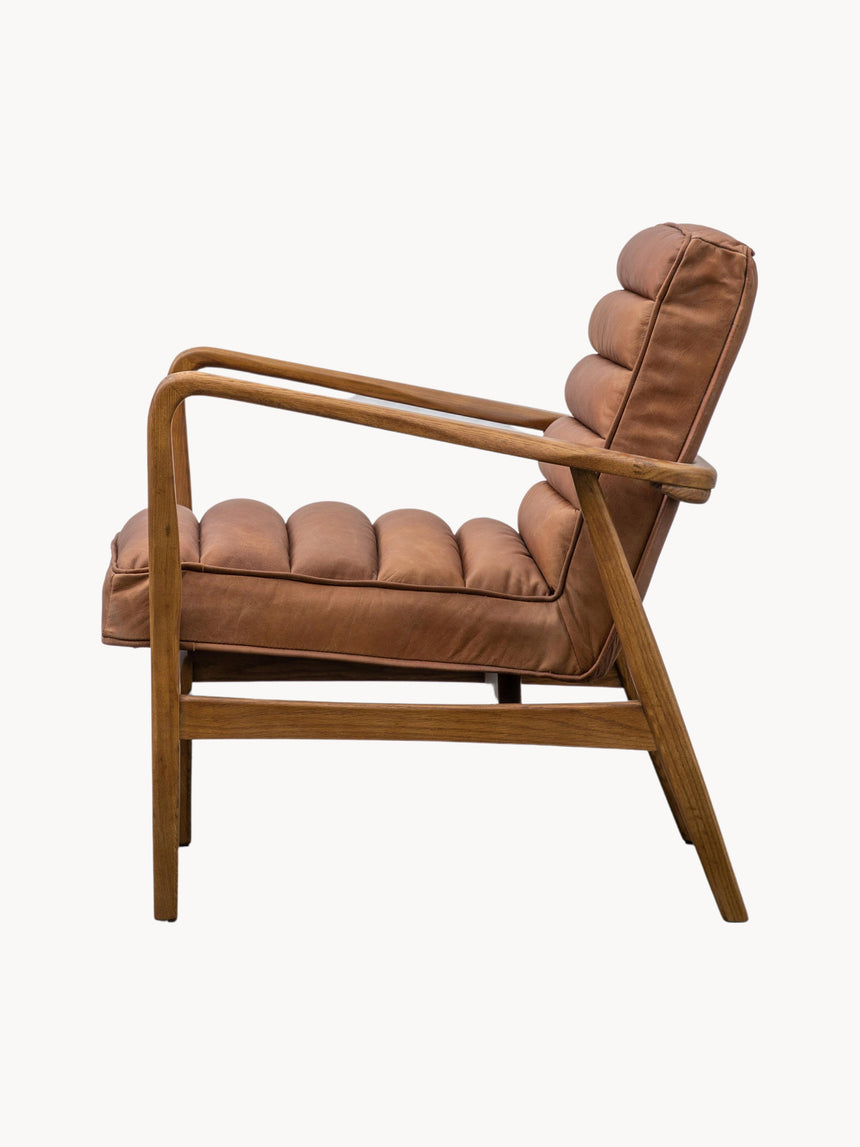 Erik Ahşap Tekli Koltuk Kahve Deri