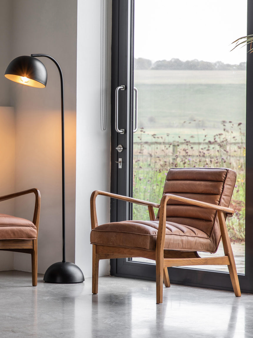 Erik Ahşap Tekli Koltuk Kahve Deri