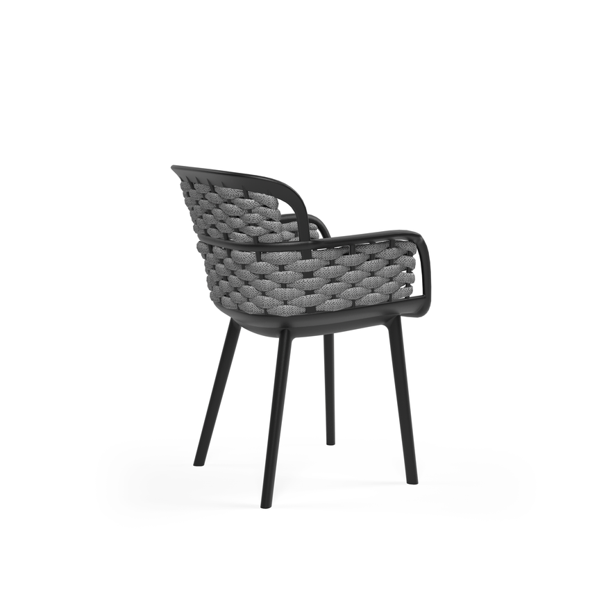 Eva P Polipropilen Sandalye Siyah Gri Örgülü