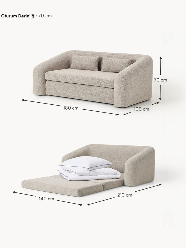 Fara Yataklı İkili Koltuk Bej Benekli Bukle