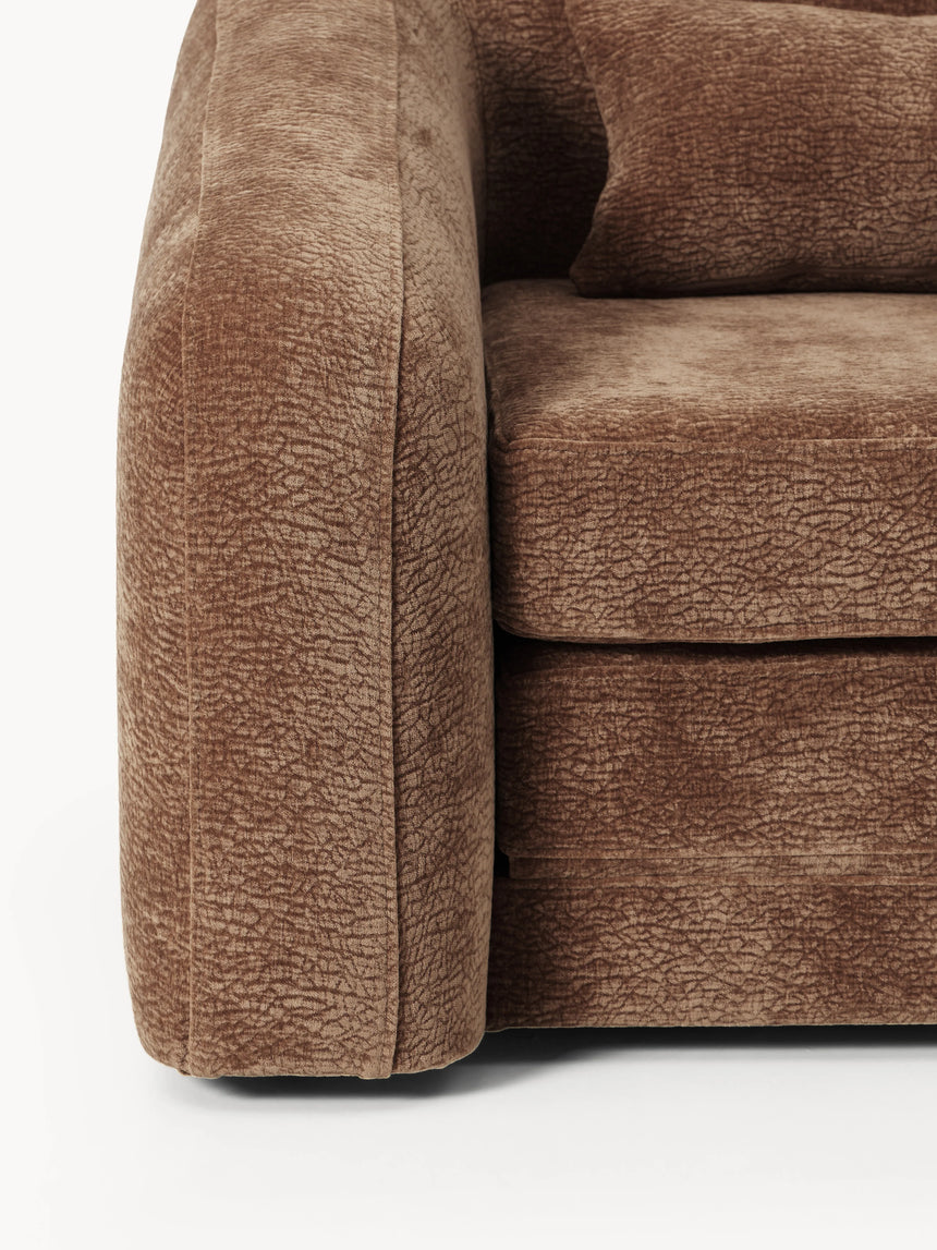 Fara Yataklı İkili Koltuk Kahve Dokuma Kadife