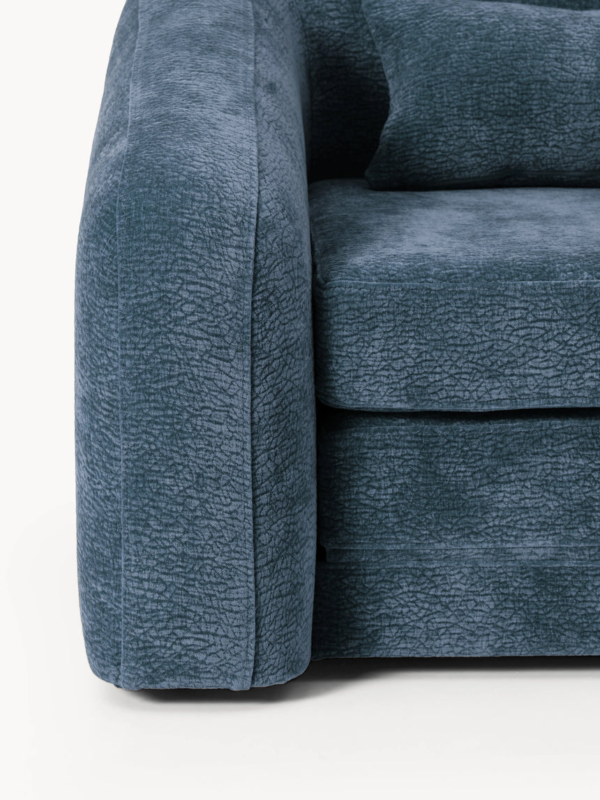 Fara Yataklı İkili Koltuk Koyu Mavi Dokuma Kadife