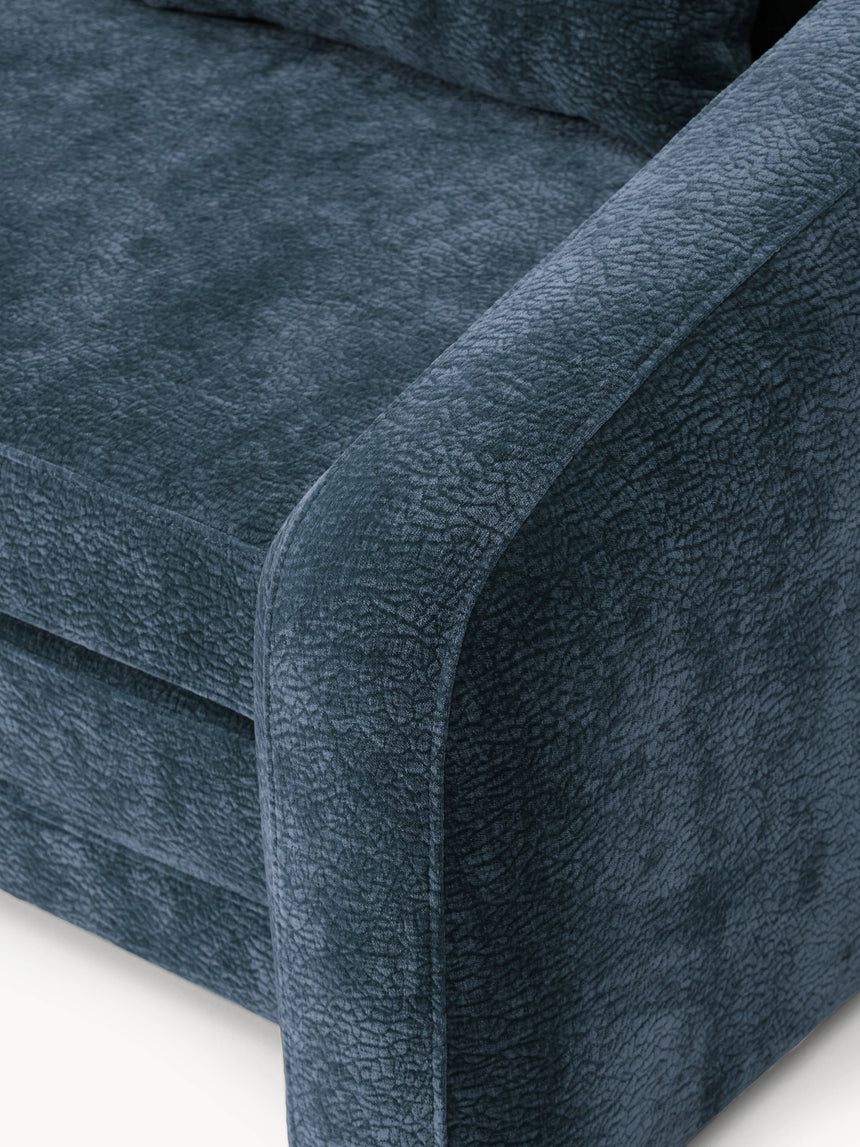 Fara Yataklı İkili Koltuk Koyu Mavi Dokuma Kadife