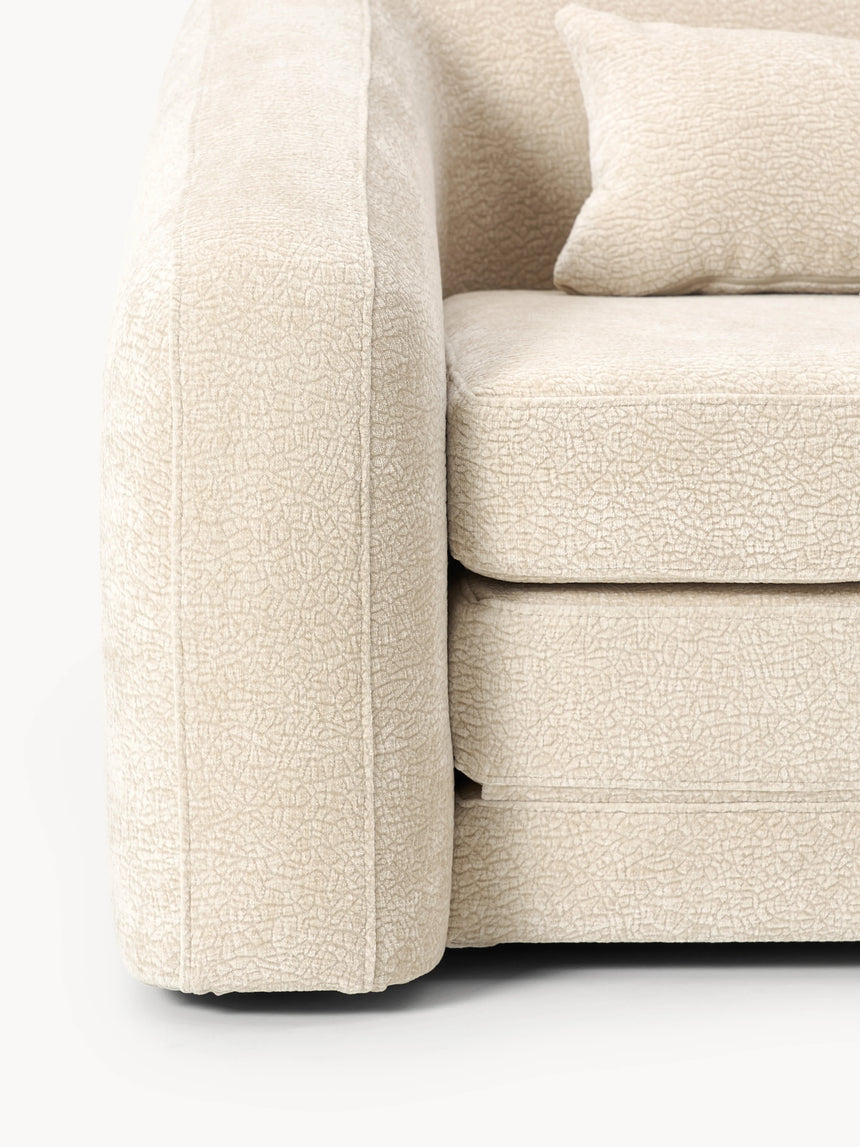 Fara Yataklı İkili Koltuk Krem Dokuma Kadife