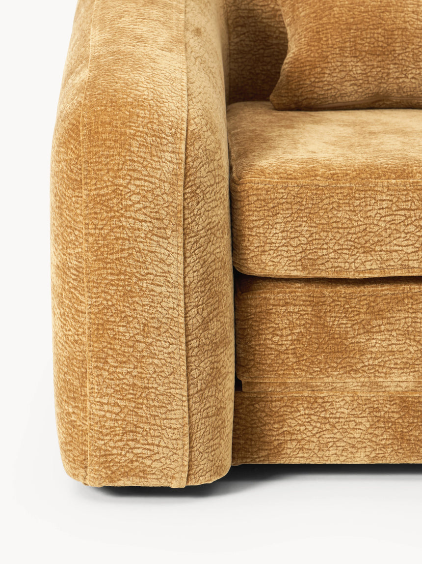 Fara Yataklı Üçlü Koltuk Hardal Dokuma Kadife