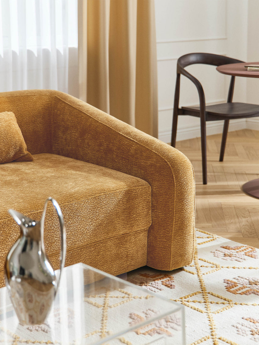 Fara Yataklı Üçlü Koltuk Hardal Dokuma Kadife