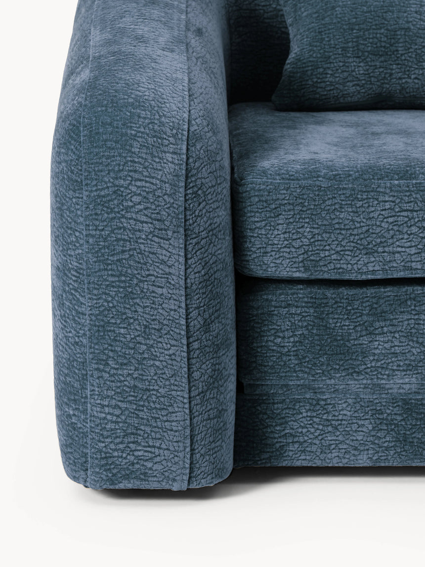 Fara Yataklı Üçlü Koltuk Koyu Mavi Dokuma Kadife