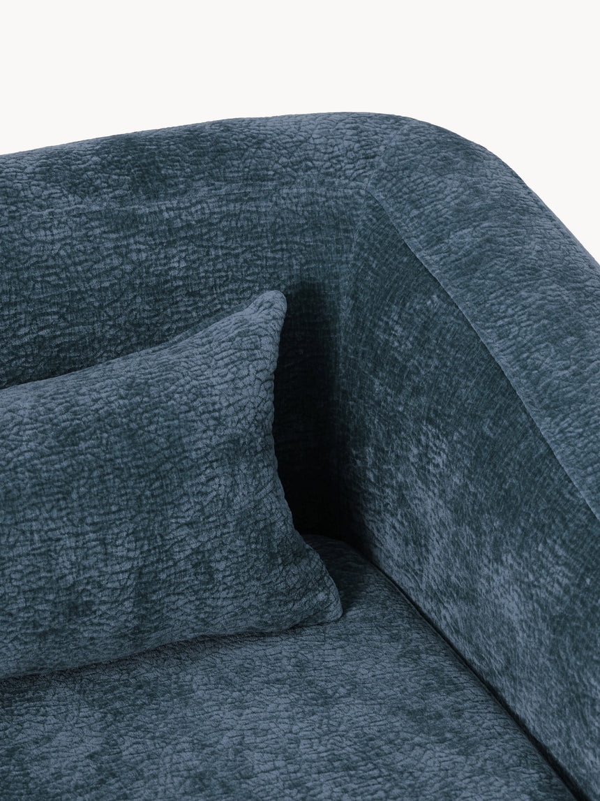 Fara Yataklı Üçlü Koltuk Koyu Mavi Dokuma Kadife