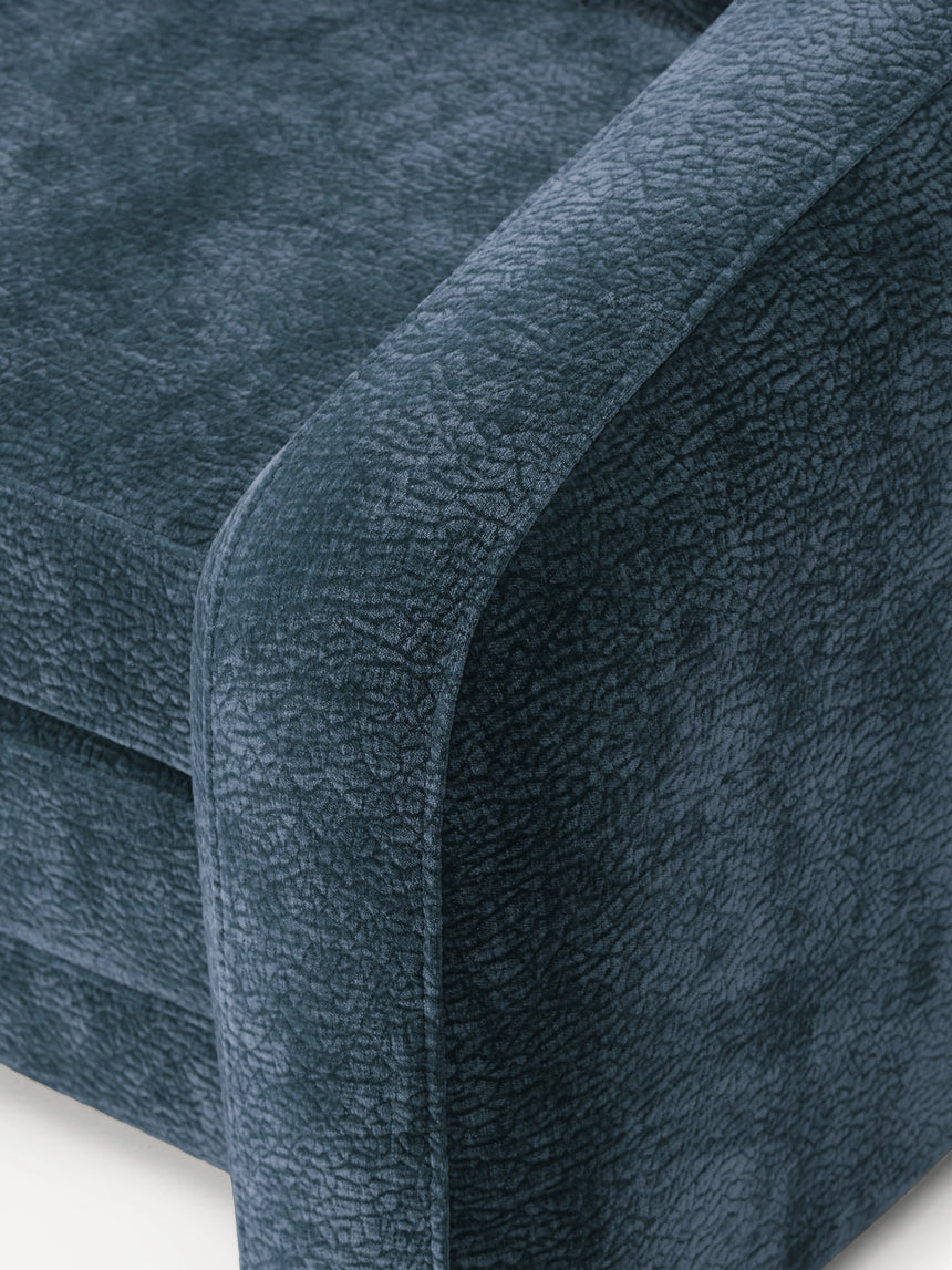 Fara Yataklı Üçlü Koltuk Koyu Mavi Dokuma Kadife