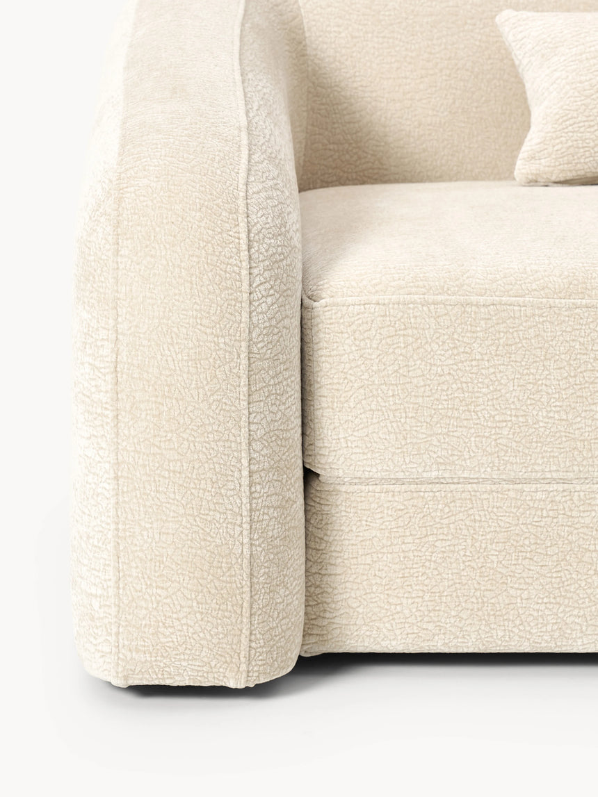 Fara Yataklı Üçlü Koltuk Krem Dokuma Kadife