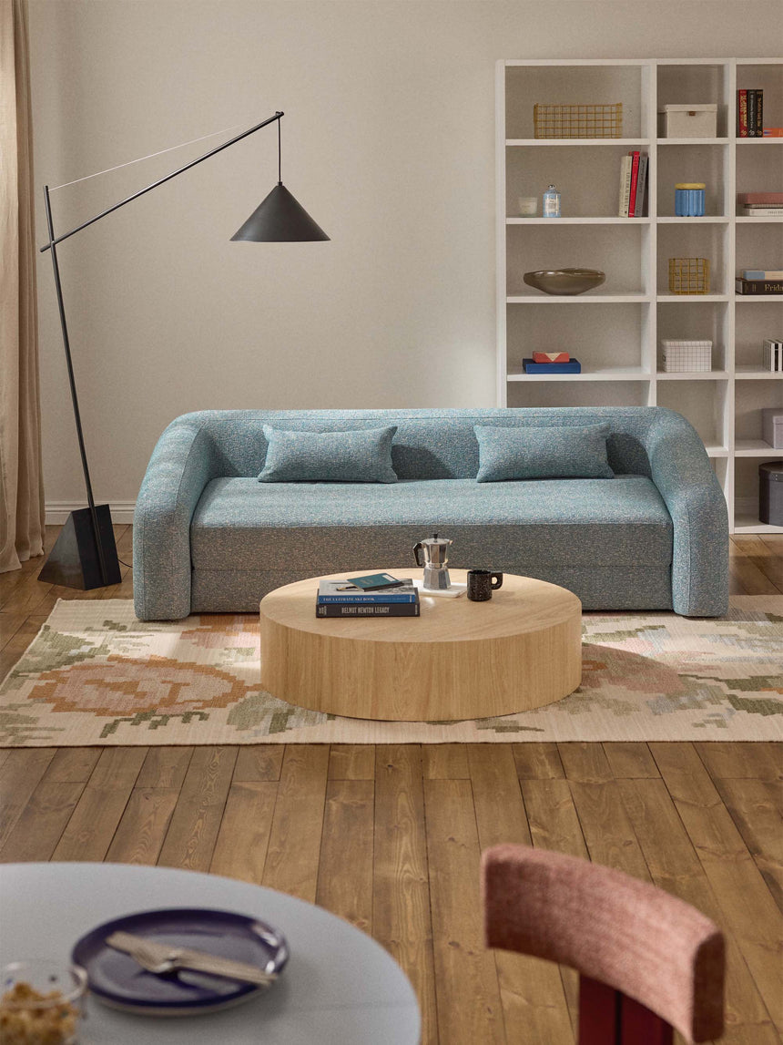 Fara Yataklı Üçlü Koltuk Mavi Benekli Bukle