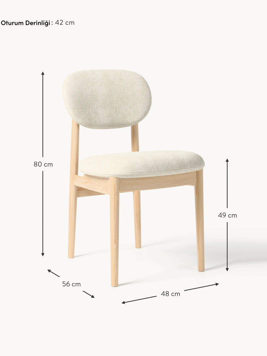 Flavius Ahşap Sandalye Kırık Beyaz Açık Meşe