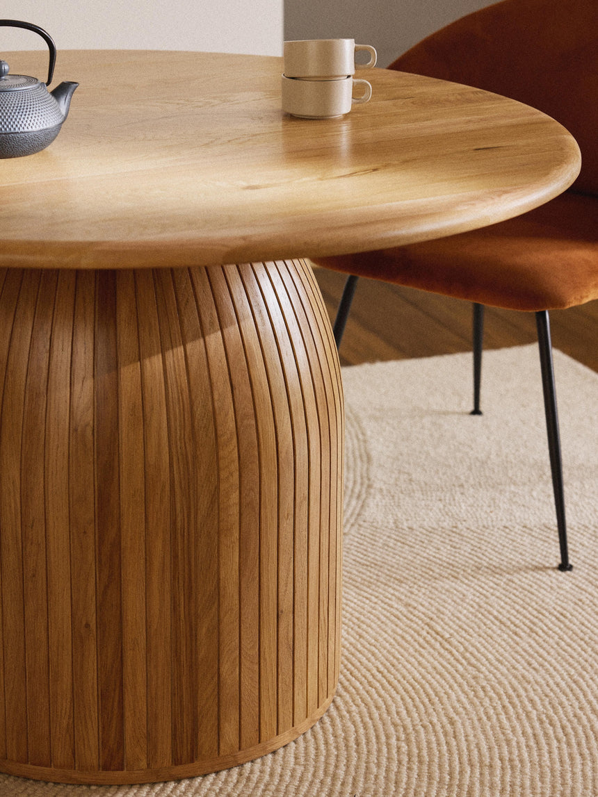 Fold Yuvarlak Ahşap Yemek Masası Meşe