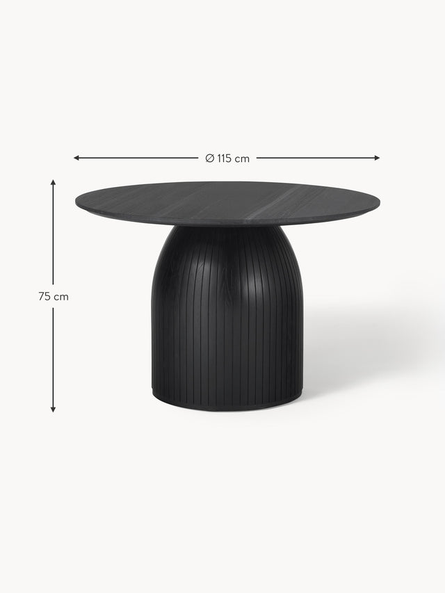 Fold Yuvarlak Siyah Mermer Tablalı Ahşap Yemek Masası Siyah