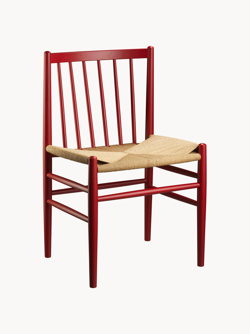 Hand Hasır İşlemeli Ahşap Sandalye Kırmızı