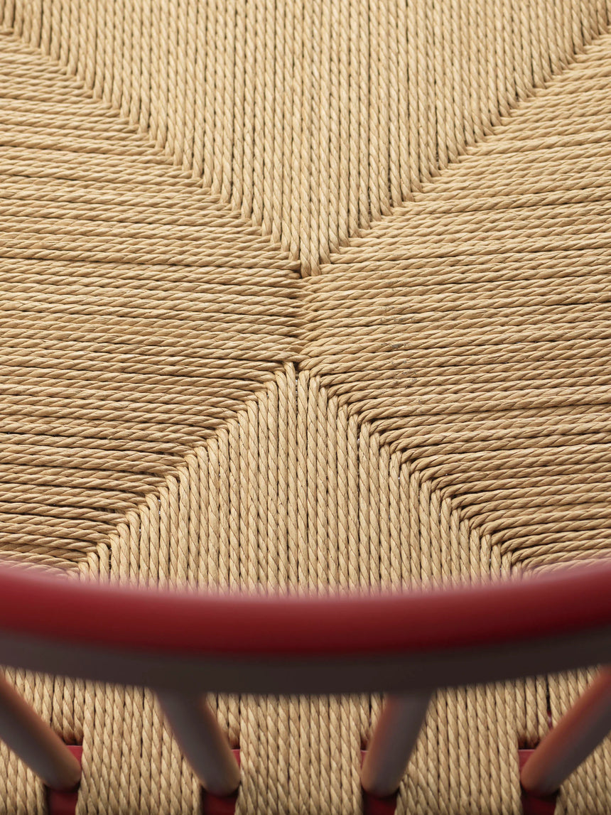 Hand Hasır İşlemeli Ahşap Sandalye Kırmızı