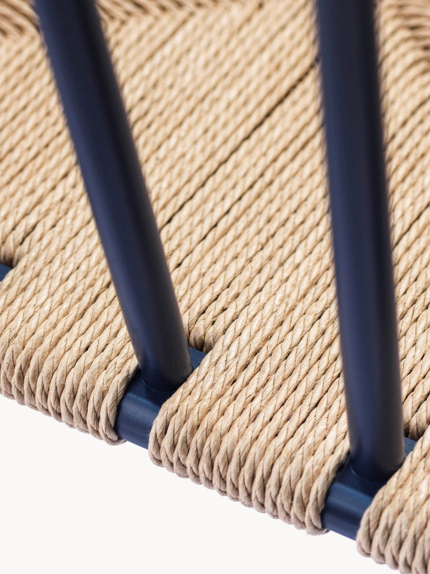 Hand Hasır İşlemeli Ahşap Sandalye Koyu Mavi