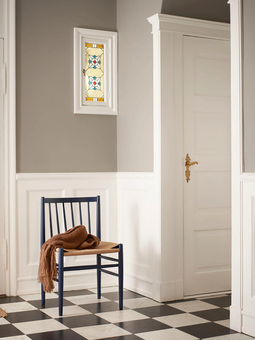 Hand Hasır İşlemeli Ahşap Sandalye Koyu Mavi