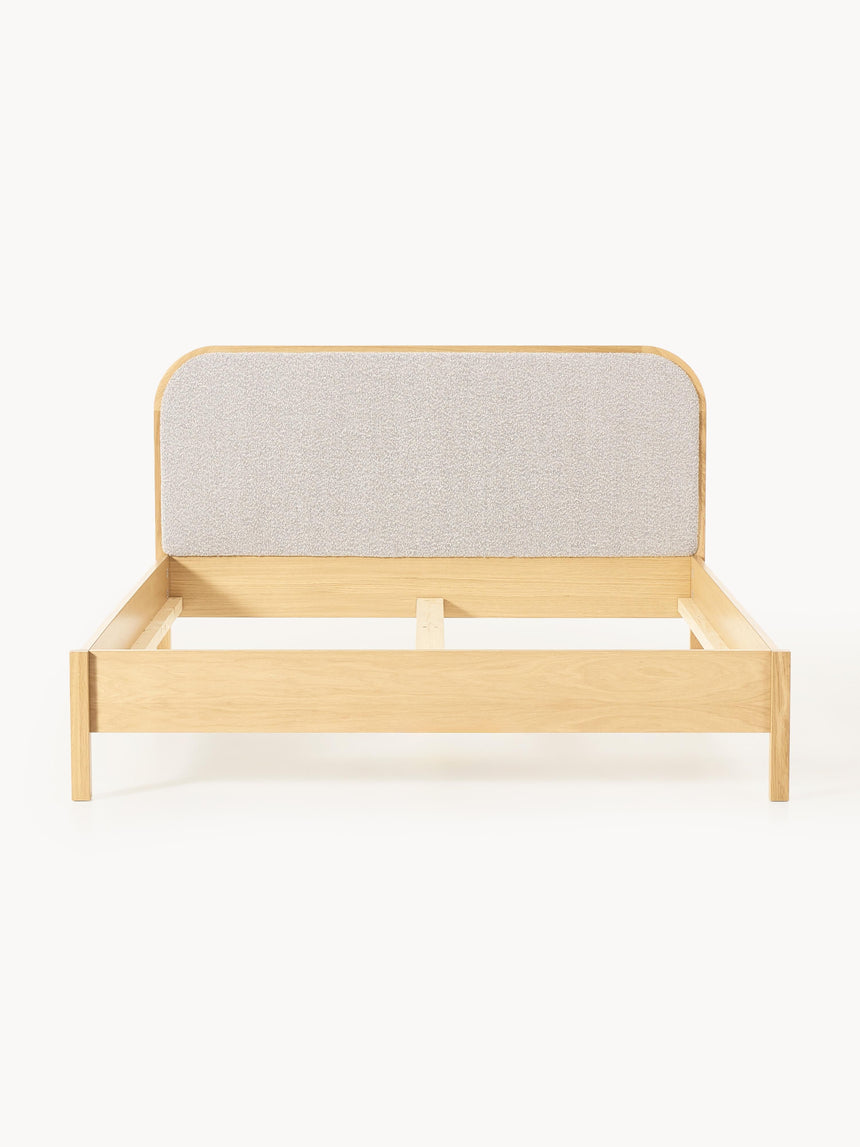 Kate Çift Kişilik Gri Kahve Bukle Ahşap Karyola Meşe