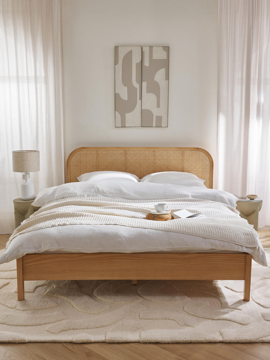 Kate Çift Kişilik Hazeran Ahşap Karyola Meşe