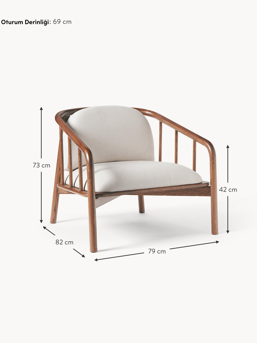 Koza Ahşap Tekli Koltuk Ceviz