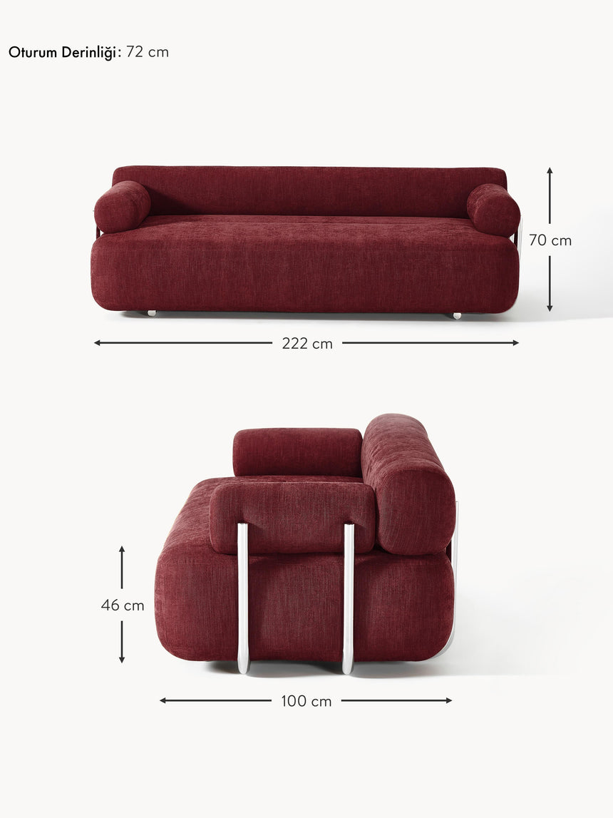 Kyiv Üçlü Koltuk Şarap Kırmızısı