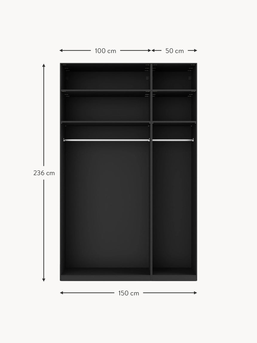 Lan Üç Kapılı Modül Gardırop Siyah