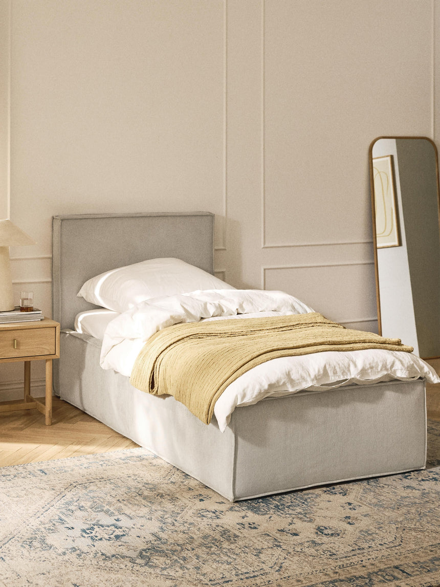 Lays Tek Kişilik Karyola Bej Fitilli