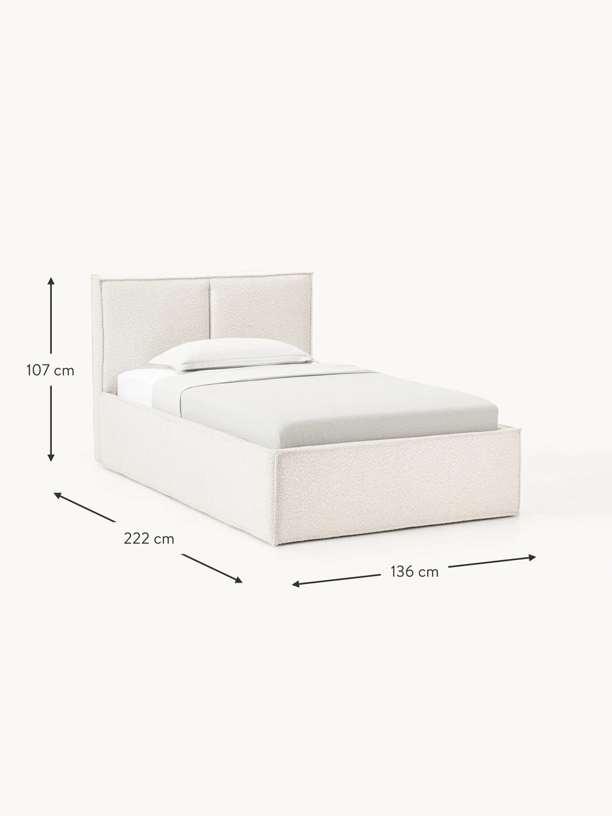 Lays Tek Kişilik Karyola Kırık Beyaz Bukle